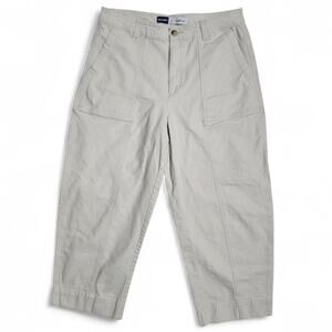 Old Navy High Rise Barrel Leg Pants Womens Size 14 Beige Stretch Teachercore